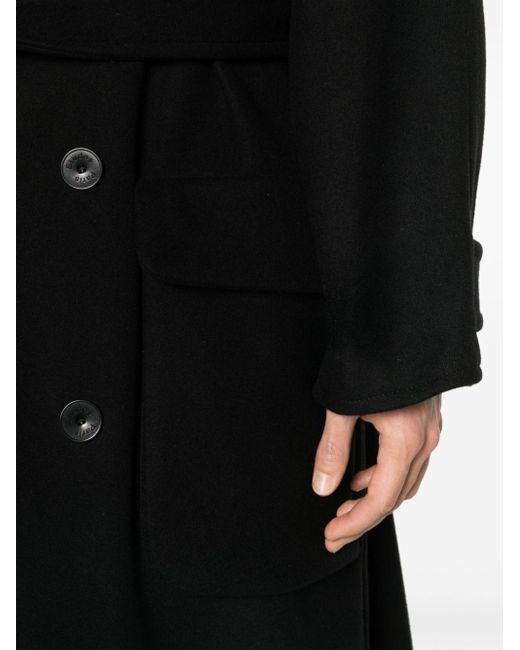 Etudes Studio Black Palais Double-breasted Wool Blend Coat for men