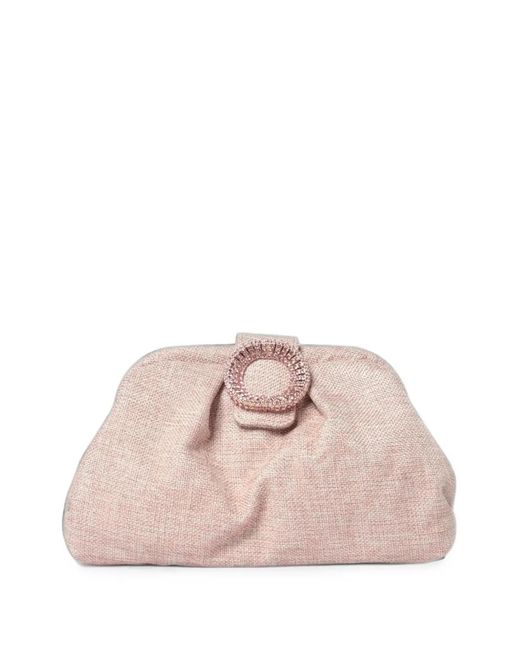 Twentyfourhaitch Pink Bakios Crystal-Embellished Clutch Bag