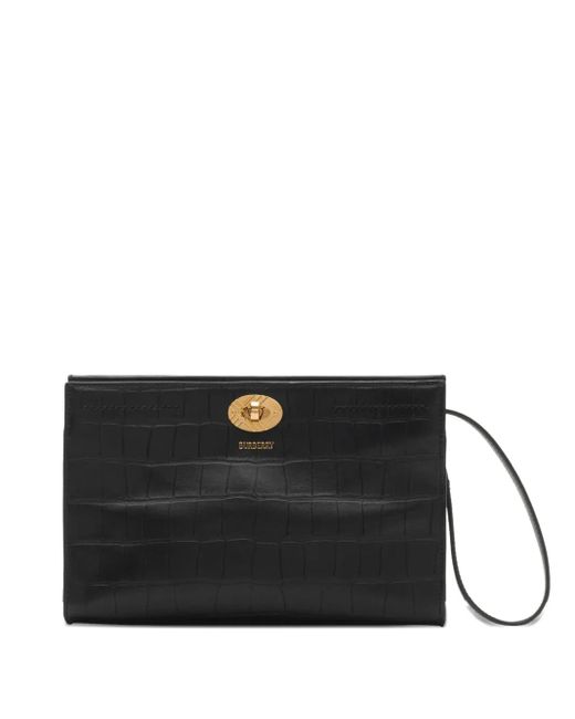 Burberry Cotswolds Schoudertas Met Krokodillen-Reliëf in het Black