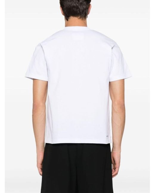Sacai White Slogan-Print Cotton T-Shirt for men