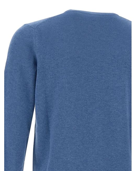 Kangra Blue Crew-Neck Wool Sweater for men