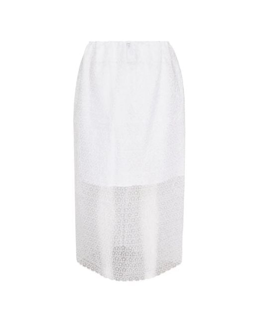 CECILIE BAHNSEN White Donna Flower-Embroidered Skirt