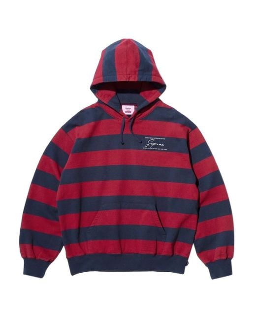 Supreme Red X Martine Rose Striped-Pattern Hoodie