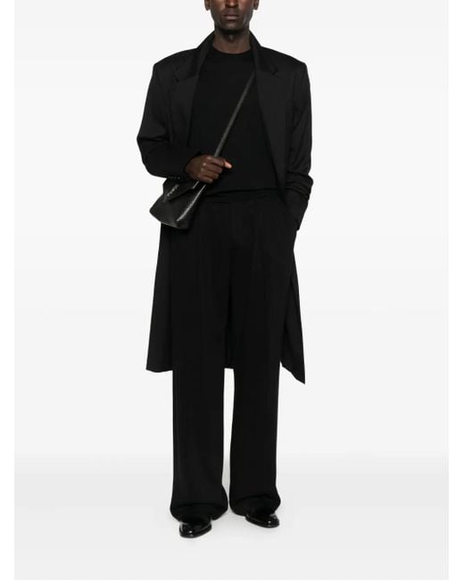 Saint Laurent Black Round-Neck Panelled Wool Sweater for men