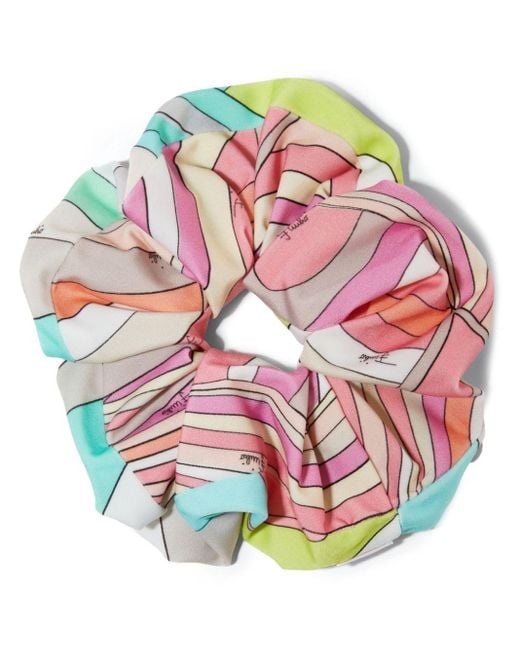 Emilio Pucci Pink Iride-Print Scrunchie