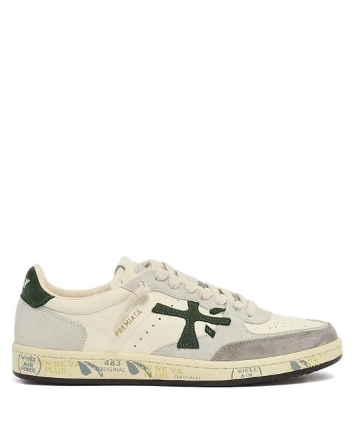 Premiata White Clay Low-Top Sneakers for men