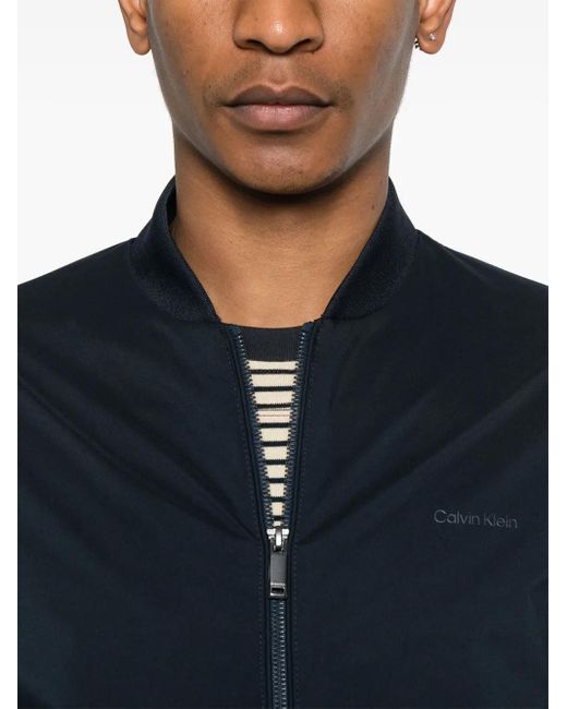 Calvin Klein Blue Logo-Print Bomber Jacket for men