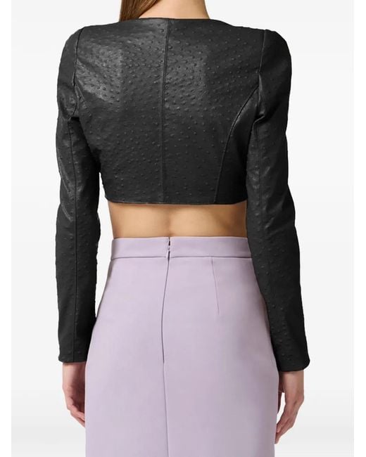 Elisabetta Franchi Black Jacket With Ostrich Print