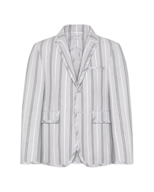 Thom Browne Gray Madras Striped Blazer for men