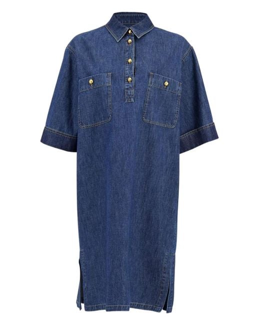 Valentino Garavani Blue Pocket-Detail Shirt Dress