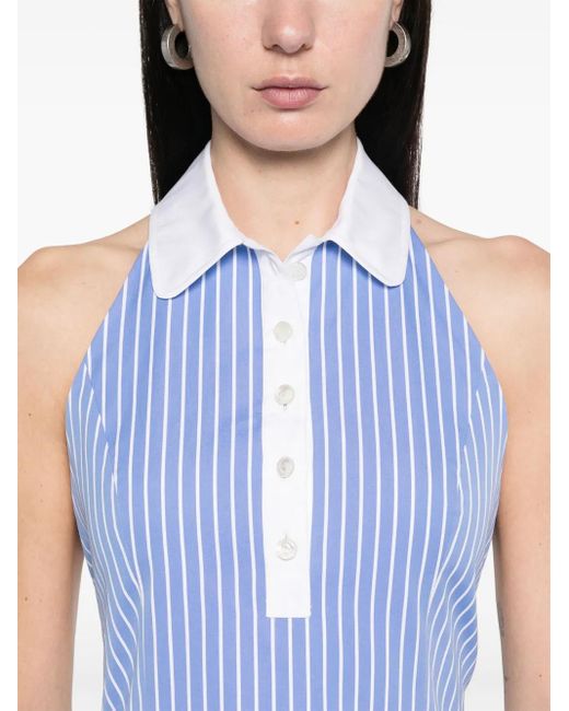 Thom Browne Blue Pinstriped Halter Top