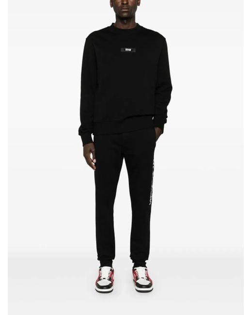 Versace Jeans Couture Black Logo-Patch Cotton Track Pants for men
