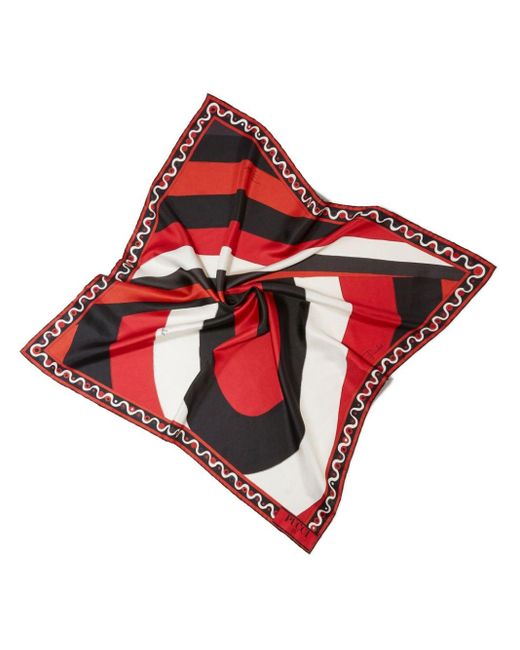 Emilio Pucci Red Large Iride-print Reversible Silk Scarf