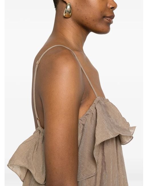 ELEH Natural Ruffle-Detail Maxi Dress