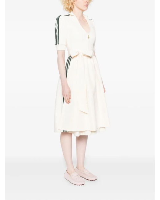 adidas Three-Stripe Zip-Front Midi Dress in White | Lyst