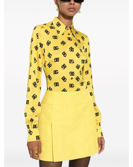 Dolce & Gabbana Yellow Logo-print Long-sleeve Shirt