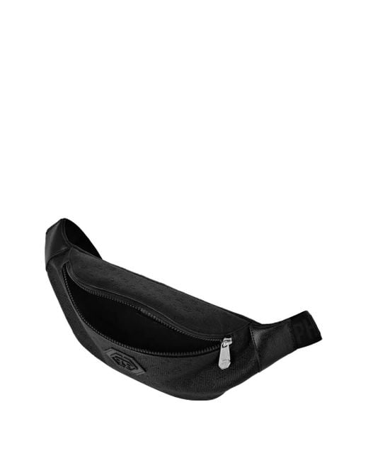 Philipp Plein Black Monogram-Pattern Belt Bag for men