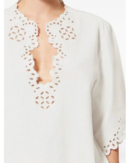 Isabel Marant White Shana Broderie-Anglaise Scalloped Blouse