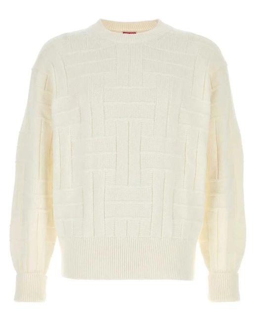 KENZO White Cotton Sweater for men
