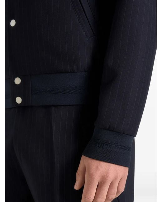 Manière De Voir Blue Savin Pinstripe Bomber Jacket for men