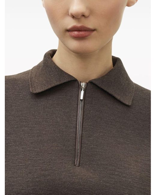 12 STOREEZ Brown Wool-blend Zip-up Sweatshirt