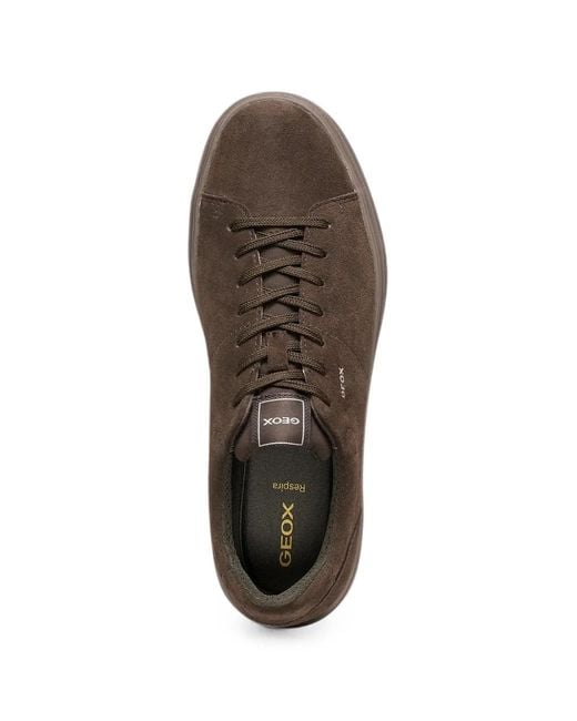 Geox Brown Baltmoore Logo-Print Suede Sneakers for men
