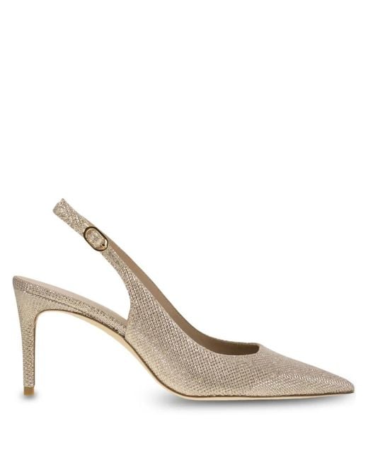 Stuart Weitzman White 75Mm Pointed Slingback