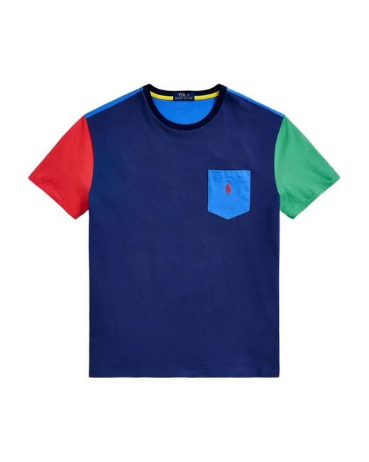Polo Ralph Lauren Blue Colour-Block T-Shirt for men