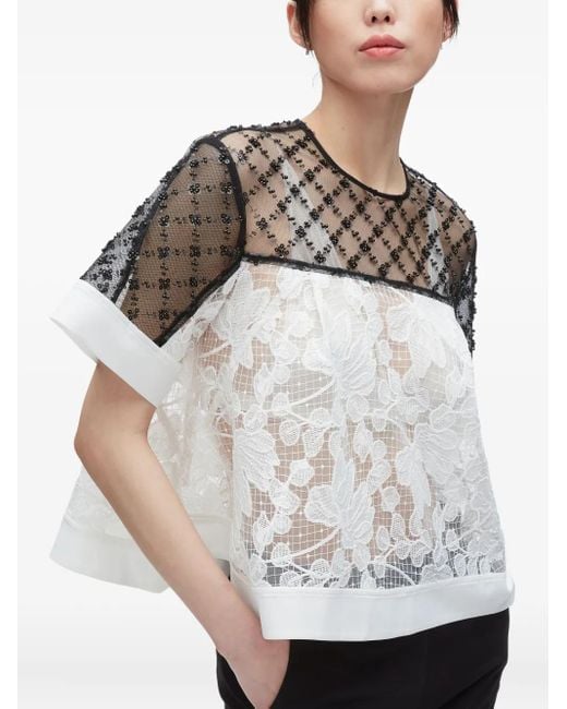 3.1 Phillip Lim White Beaded Lace Top