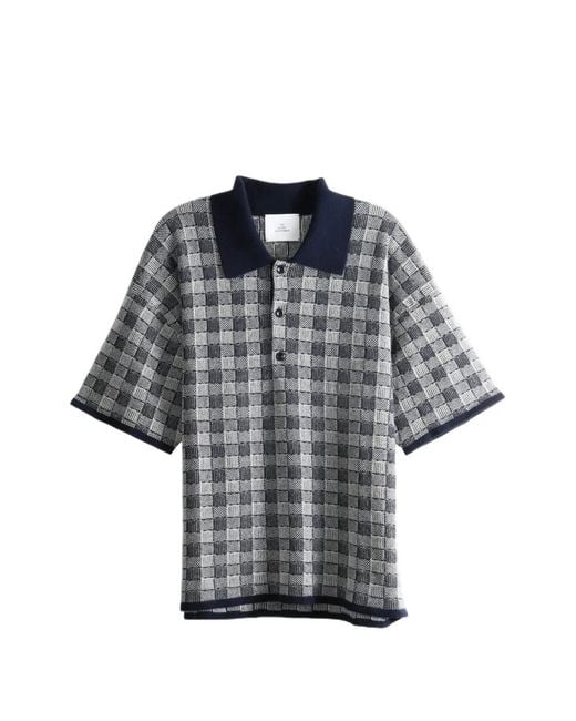 The Elder Statesman Gray Check-Pattern Short-Sleeve Polo Shirt for men