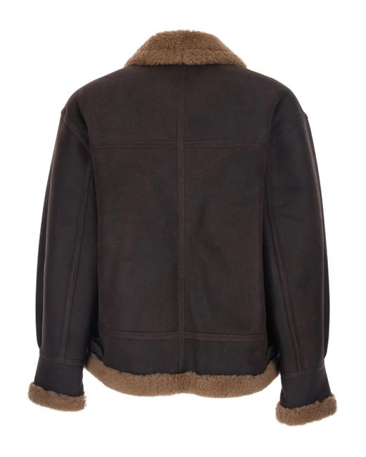 Arma Black Strap Closure Shearling Jacket for men