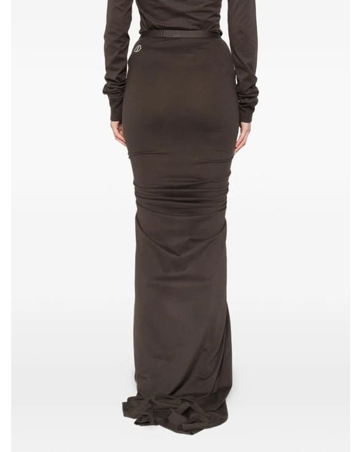 Moncler Brown Drawstring Slit Maxi Skirt
