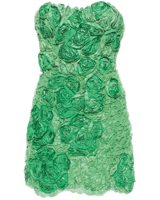 Ermanno Scervino Green Floral-lace Appliqué Mini Dress