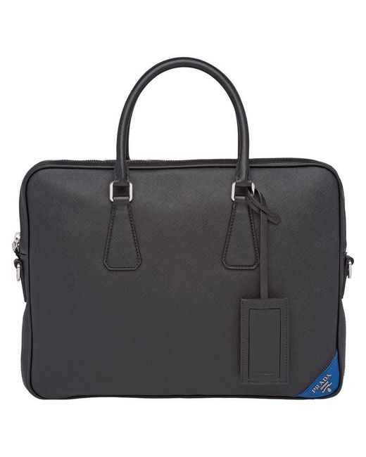 Prada Black Saffiano Laptop Bag for men