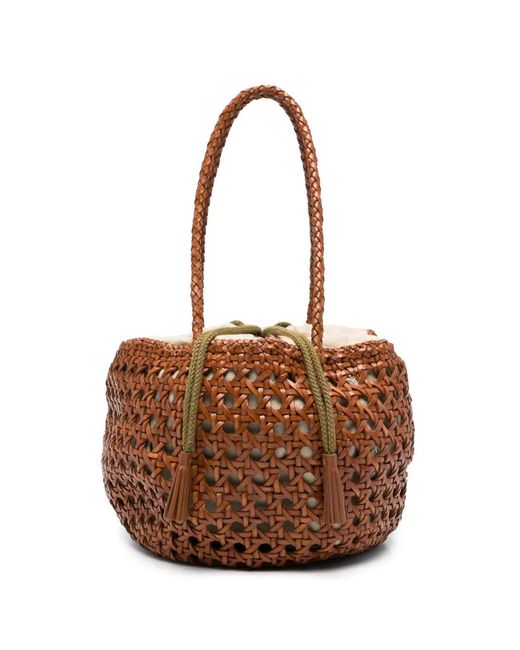 Dragon Diffusion Brown Small Juventus Braided Bucket Bag