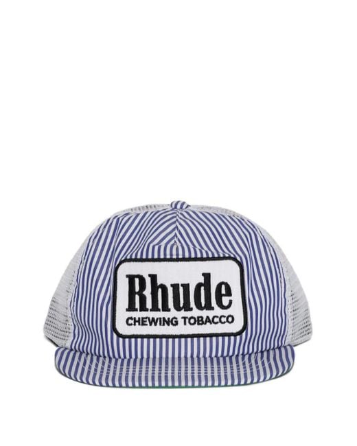 Rhude Blue Striped Logo-Patch Baseball Cap for men