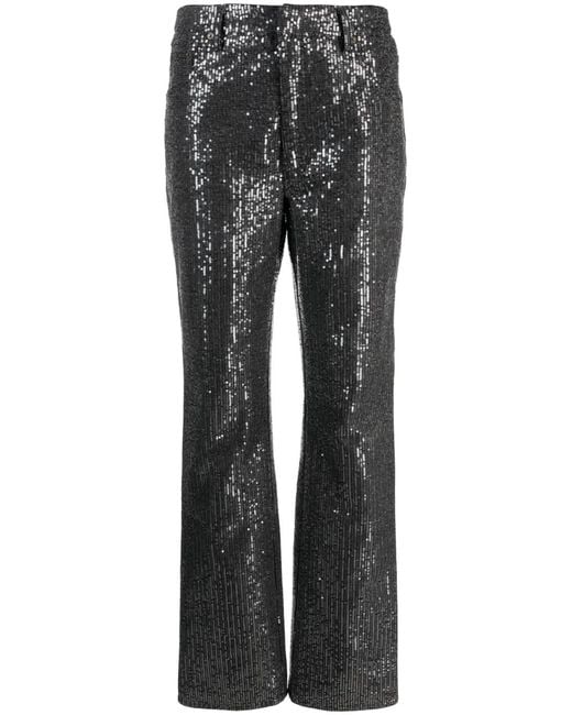 ROTATE BIRGER CHRISTENSEN Gray High-waisted Sequin-embellished Jeans