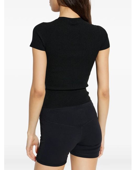 Alexander Wang Black Ribbed Short-Sleeve Top