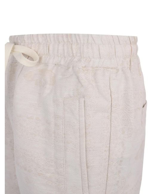 Eleventy White Paisley-Print Drawstring Shorts for men