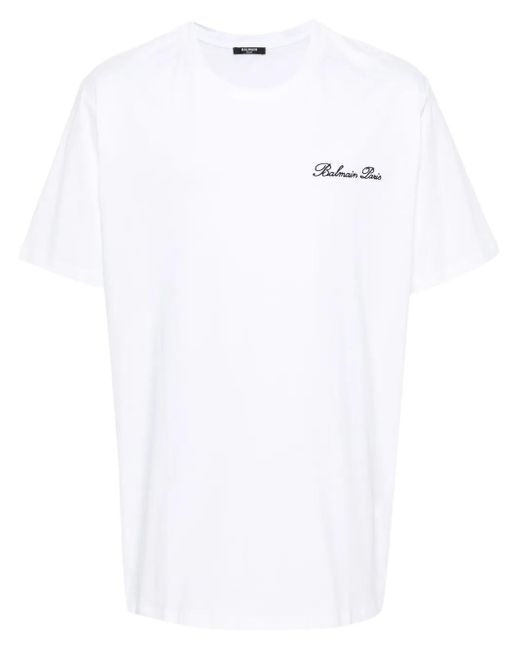 Camiseta de algodón Balmain de hombre de color White
