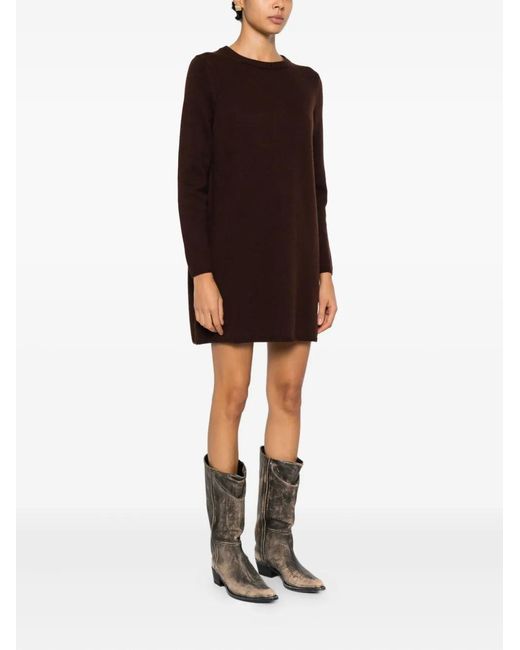 Ba&sh Brown Atess Round-Neck Mini Dress