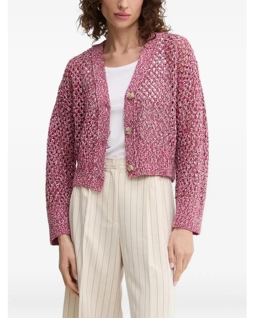 Boss Red Open-Knit Button Cardigan