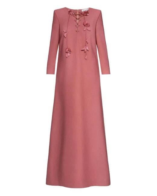 Oscar de la Renta フローラル マキシドレス Red