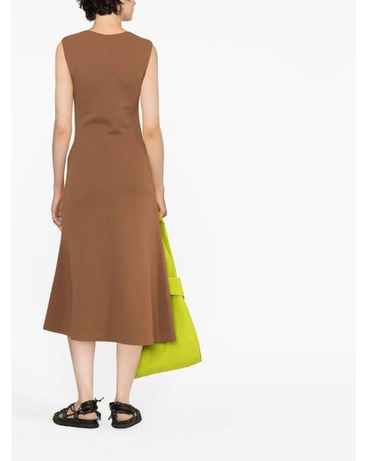 Stella McCartney Brown Square-Neck Sleeveless Flared Dress