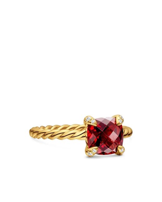 David Yurman White 18Kt Chatelaine Garnet And Diamond Ring (7Mm)