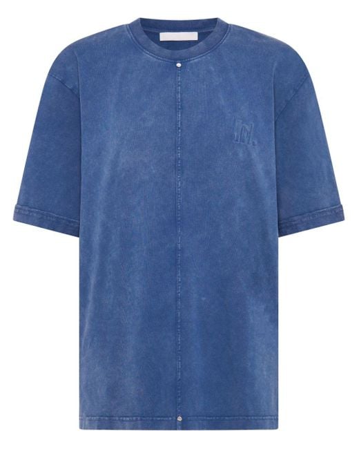 Dion Lee Blue Logo-embossed Cotton T-shirt
