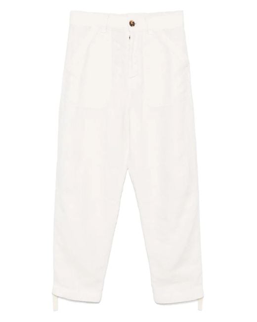 メンズ Brunello Cucinelli パッチポケット ドローストリングパンツ White