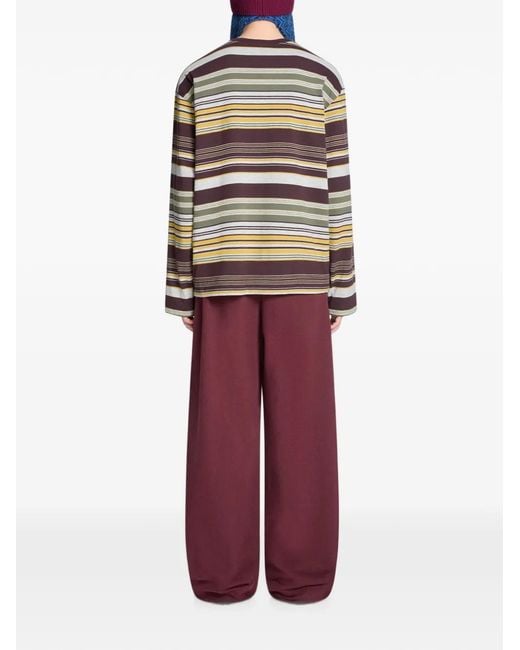 Dries Van Noten Red Striped Cotton Tee for men