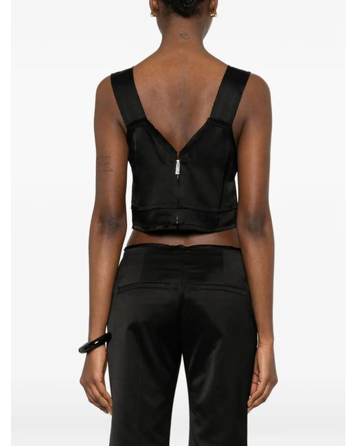 Totême Black Cropped Satin Camisole