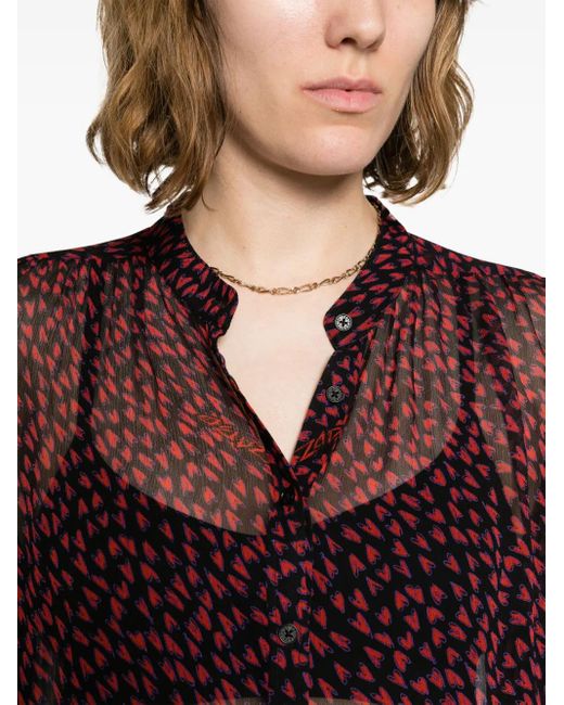 Zadig & Voltaire Purple Tino Crush Semi-Sheer Shirt